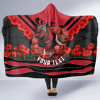 Personalised Essendon Bombers ANZAC Hooded Blanket Military Remembrance Australian Football Mascot Camouflage