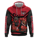 Personalised Essendon Bombers ANZAC Hoodie Military Remembrance Australian Football Mascot Camouflage