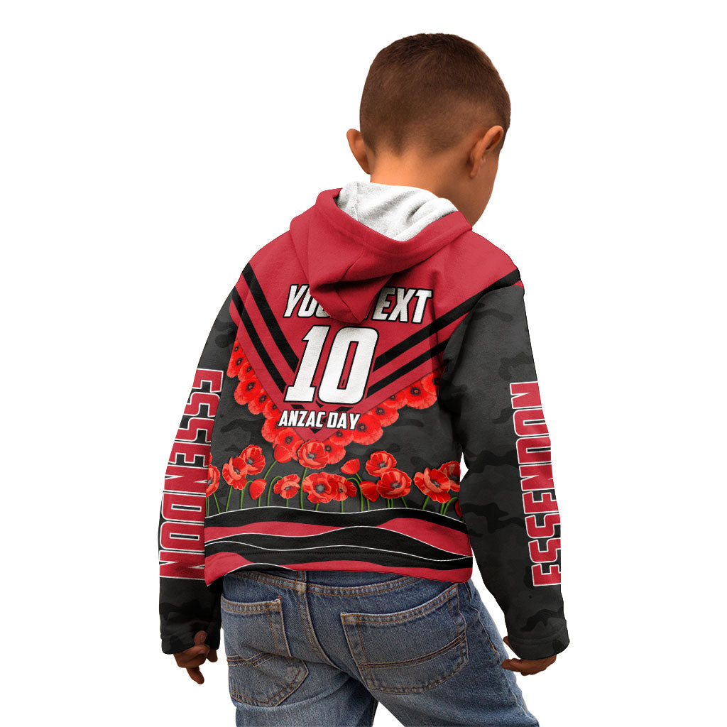 Personalised Essendon Bombers ANZAC Kid Hoodie Military Remembrance Australian Football Mascot Camouflage