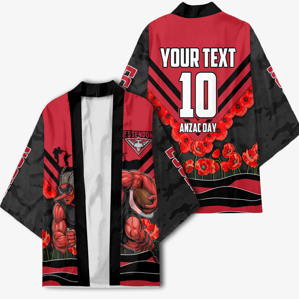 Personalised Essendon Bombers ANZAC Kimono Military Remembrance Australian Football Mascot Camouflage