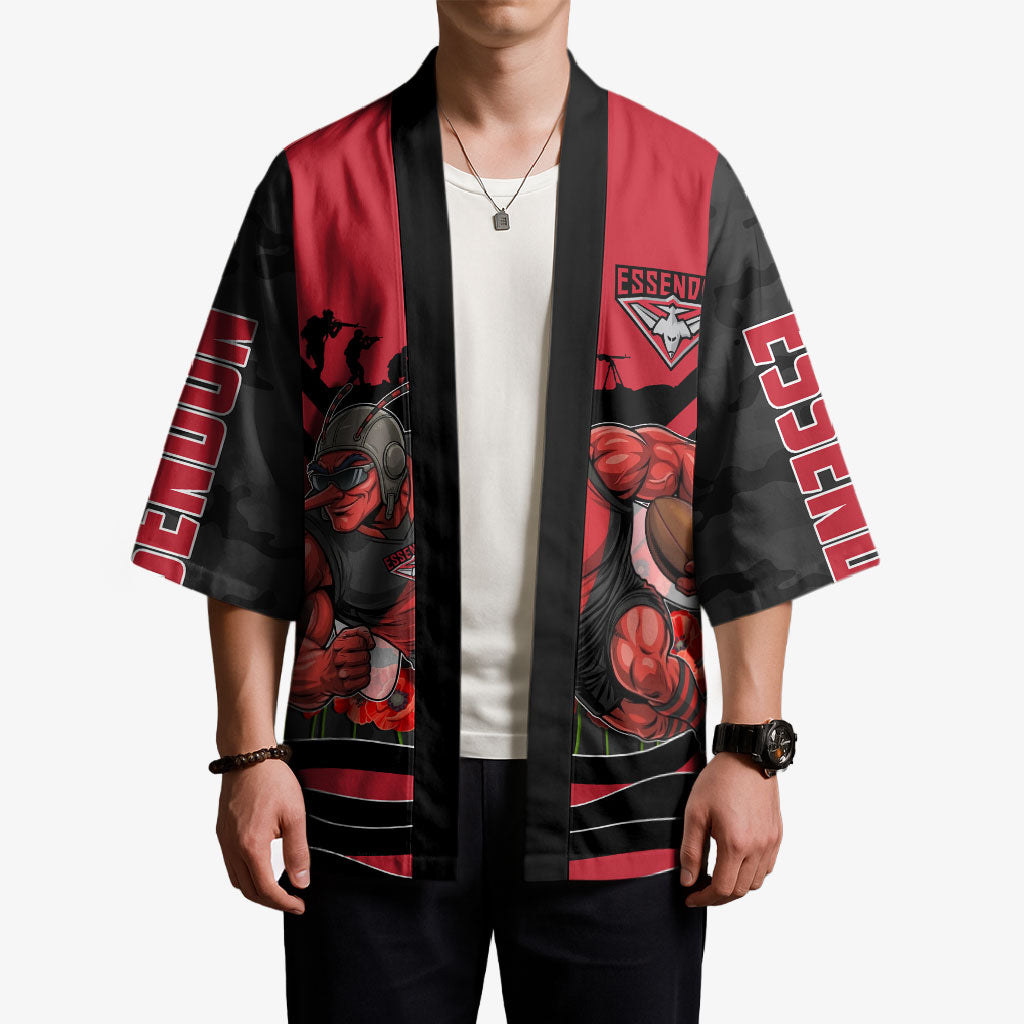 Personalised Essendon Bombers ANZAC Kimono Military Remembrance Australian Football Mascot Camouflage