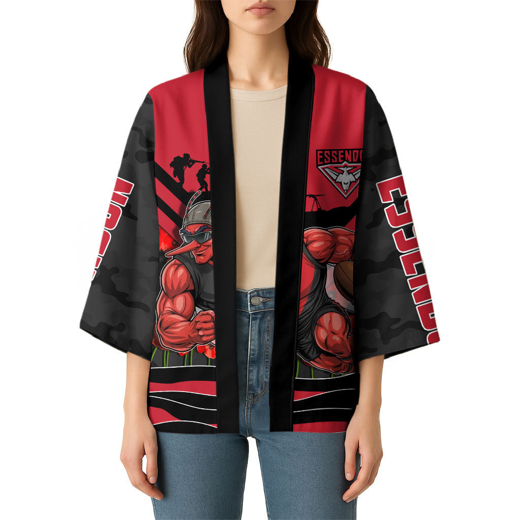Personalised Essendon Bombers ANZAC Kimono Military Remembrance Australian Football Mascot Camouflage