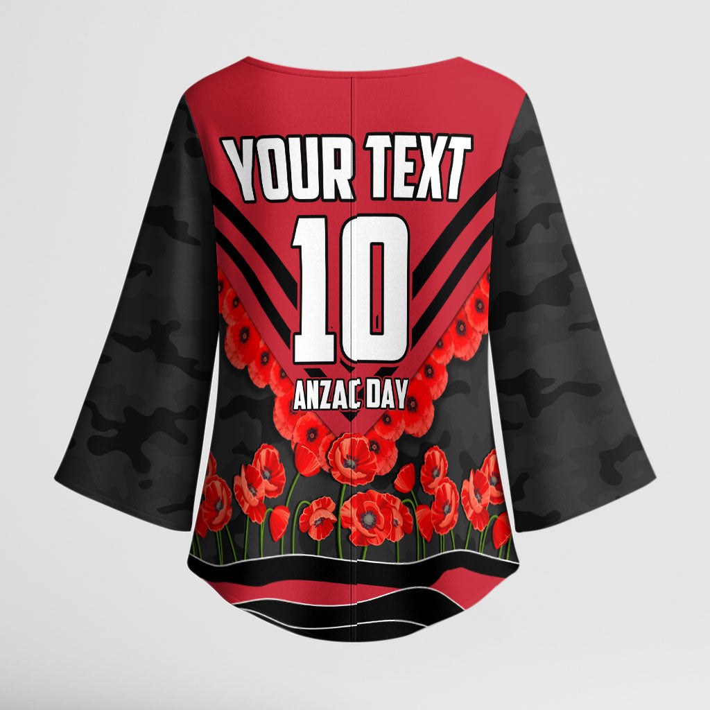 Personalised Essendon Bombers ANZAC Kimono Sleeve Blouse Military Remembrance Australian Football Mascot Camouflage