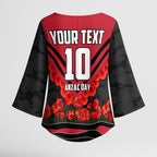 Personalised Essendon Bombers ANZAC Kimono Sleeve Blouse Military Remembrance Australian Football Mascot Camouflage