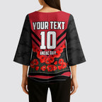 Personalised Essendon Bombers ANZAC Kimono Sleeve Blouse Military Remembrance Australian Football Mascot Camouflage