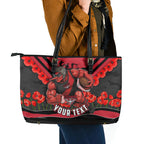 Personalised Essendon Bombers ANZAC Leather Tote Bag Military Remembrance Australian Football Mascot Camouflage