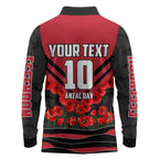 Personalised Essendon Bombers ANZAC Long Sleeve Polo Shirt Military Remembrance Australian Football Mascot Camouflage