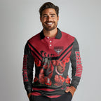 Personalised Essendon Bombers ANZAC Long Sleeve Polo Shirt Military Remembrance Australian Football Mascot Camouflage