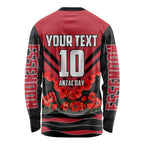 Personalised Essendon Bombers ANZAC Long Sleeve Shirt Military Remembrance Australian Football Mascot Camouflage