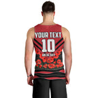 Personalised Essendon Bombers ANZAC Men Tank Top Military Remembrance Australian Football Mascot Camouflage
