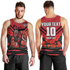 Personalised Essendon Bombers ANZAC Men Tank Top Military Remembrance Australian Football Mascot Camouflage