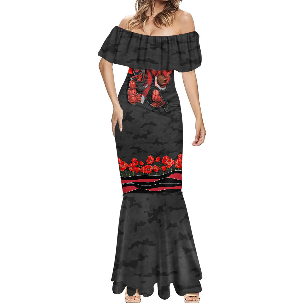 Personalised Essendon Bombers ANZAC Mermaid Dress Military Remembrance Australian Football Mascot Camouflage