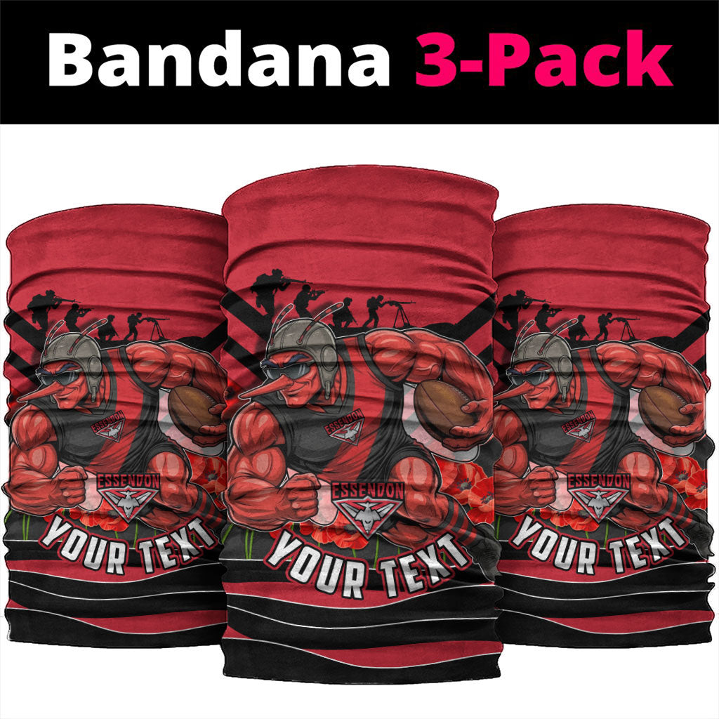 Personalised Essendon Bombers ANZAC Neck Gaiter Military Remembrance Australian Football Mascot Camouflage