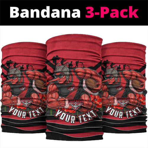 Personalised Essendon Bombers ANZAC Neck Gaiter Military Remembrance Australian Football Mascot Camouflage