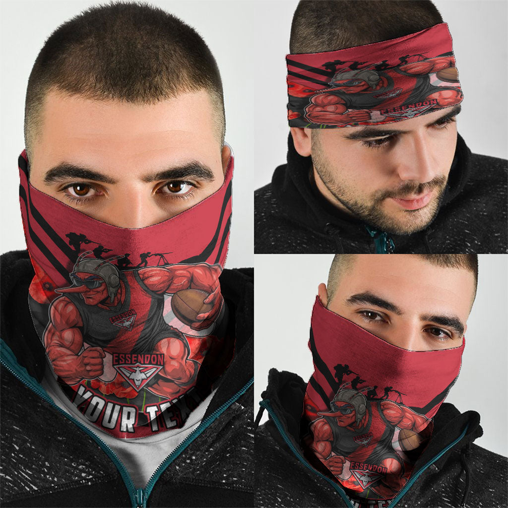 Personalised Essendon Bombers ANZAC Neck Gaiter Military Remembrance Australian Football Mascot Camouflage