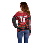 Personalised Essendon Bombers ANZAC Off Shoulder Sweater Military Remembrance Australian Football Mascot Camouflage