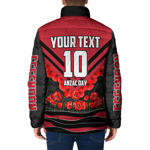 Personalised Essendon Bombers ANZAC Padded Jacket Military Remembrance Australian Football Mascot Camouflage