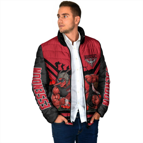 Personalised Essendon Bombers ANZAC Padded Jacket Military Remembrance Australian Football Mascot Camouflage