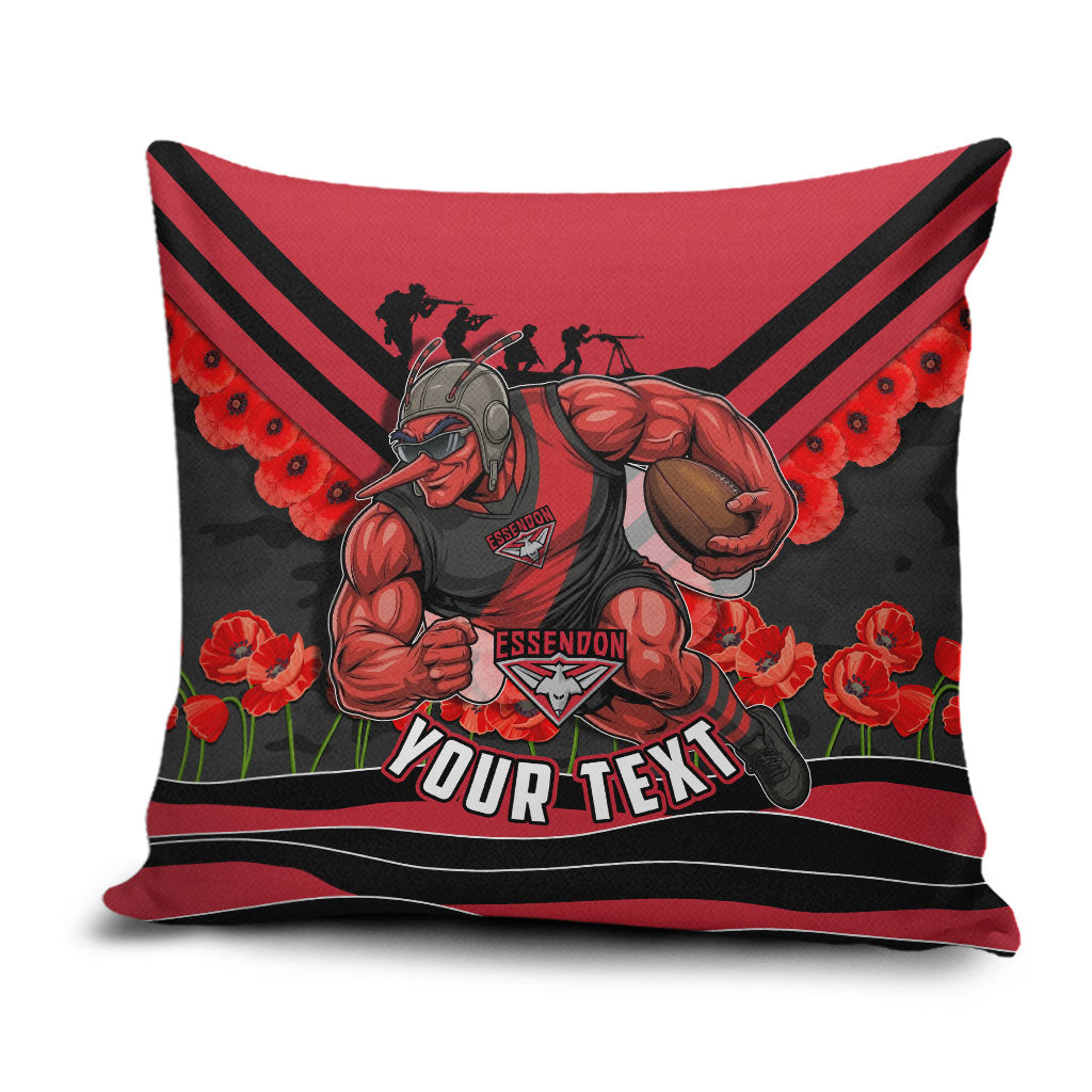 Personalised Essendon Bombers ANZAC Pillow Cover Military Remembrance Australian Football Mascot Camouflage