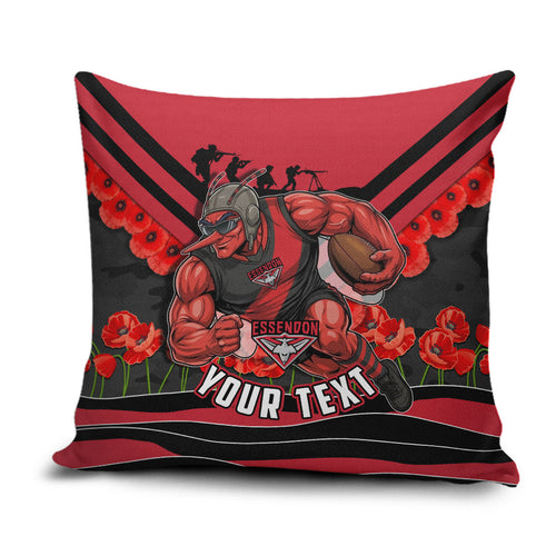 Personalised Essendon Bombers ANZAC Pillow Cover Military Remembrance Australian Football Mascot Camouflage