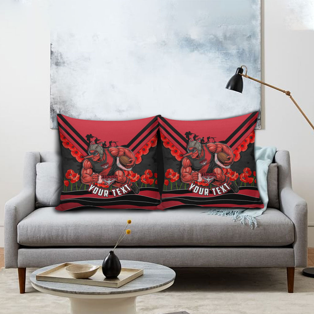 Personalised Essendon Bombers ANZAC Pillow Cover Military Remembrance Australian Football Mascot Camouflage
