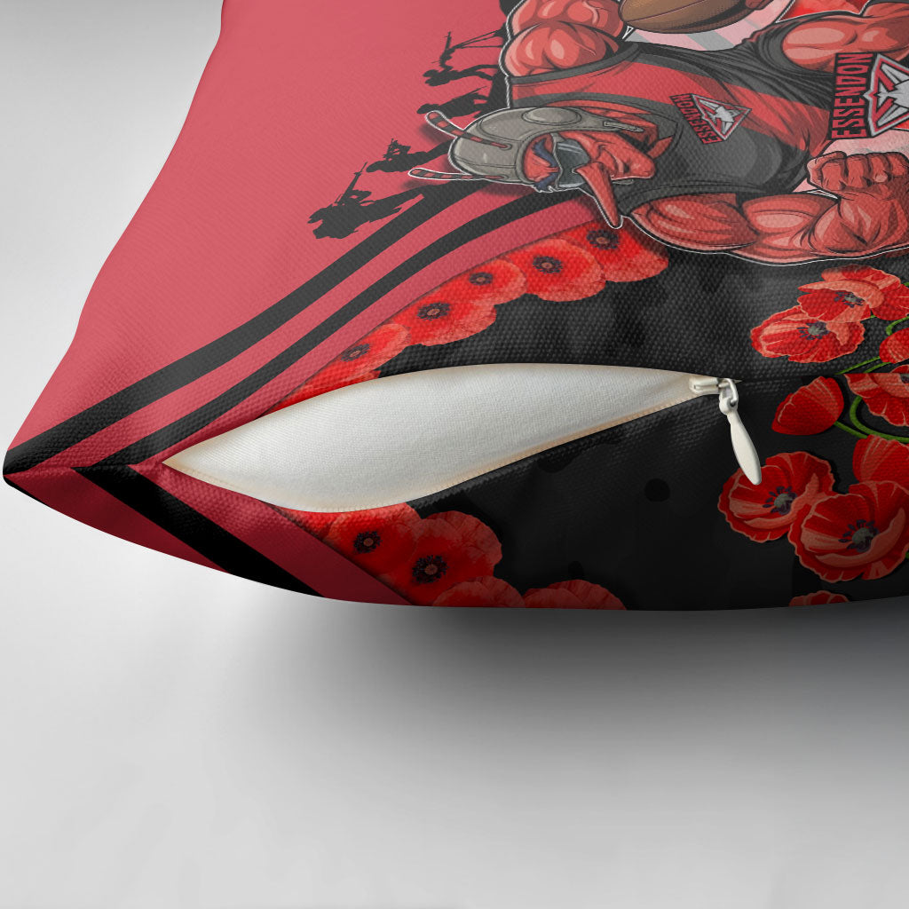 Personalised Essendon Bombers ANZAC Pillow Cover Military Remembrance Australian Football Mascot Camouflage