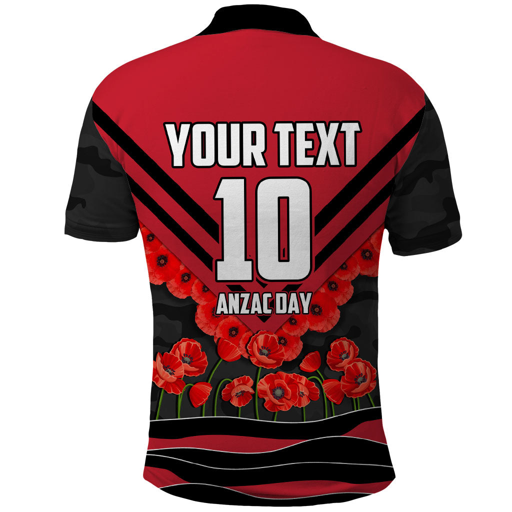 Personalised Essendon Bombers ANZAC Polo Shirt Military Remembrance Australian Football Mascot Camouflage