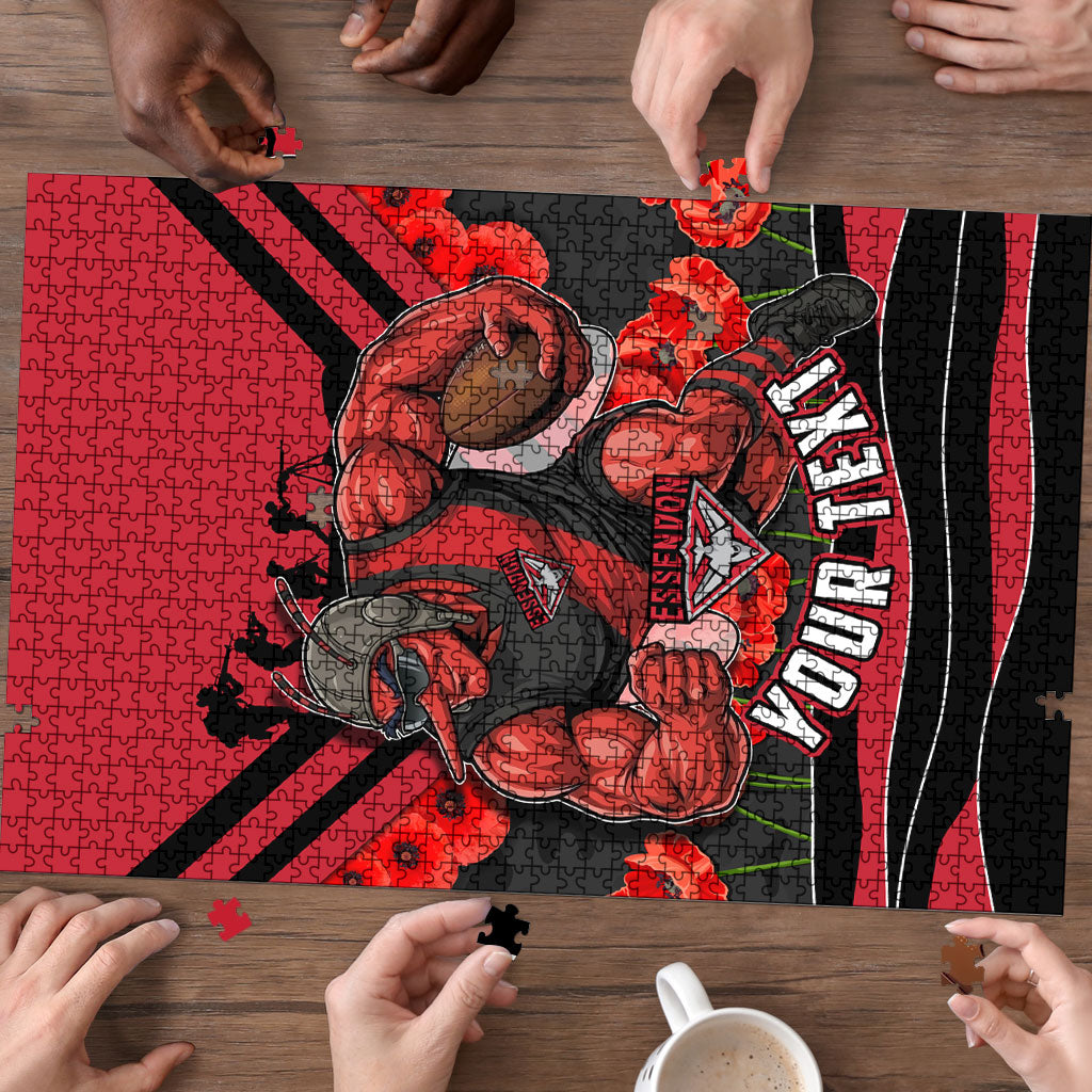 Personalised Essendon Bombers ANZAC Puzzle Military Remembrance Australian Football Mascot Camouflage