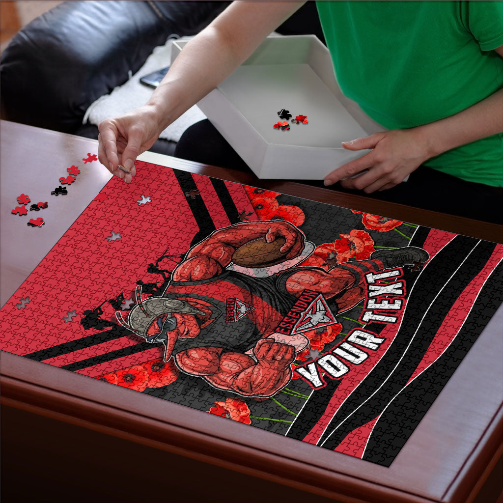 Personalised Essendon Bombers ANZAC Puzzle Military Remembrance Australian Football Mascot Camouflage