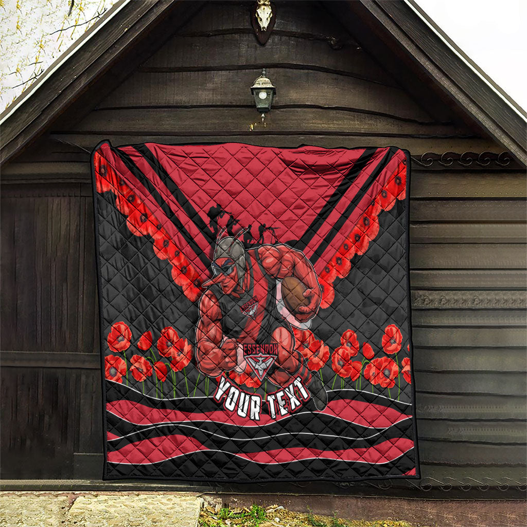 Personalised Essendon Bombers ANZAC Quilt Military Remembrance Australian Football Mascot Camouflage