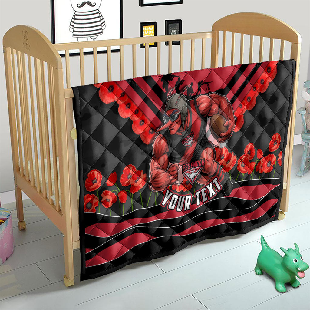 Personalised Essendon Bombers ANZAC Quilt Military Remembrance Australian Football Mascot Camouflage
