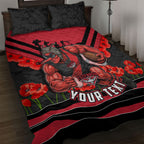Personalised Essendon Bombers ANZAC Quilt Bed Set Military Remembrance Australian Football Mascot Camouflage