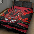 Personalised Essendon Bombers ANZAC Quilt Bed Set Military Remembrance Australian Football Mascot Camouflage