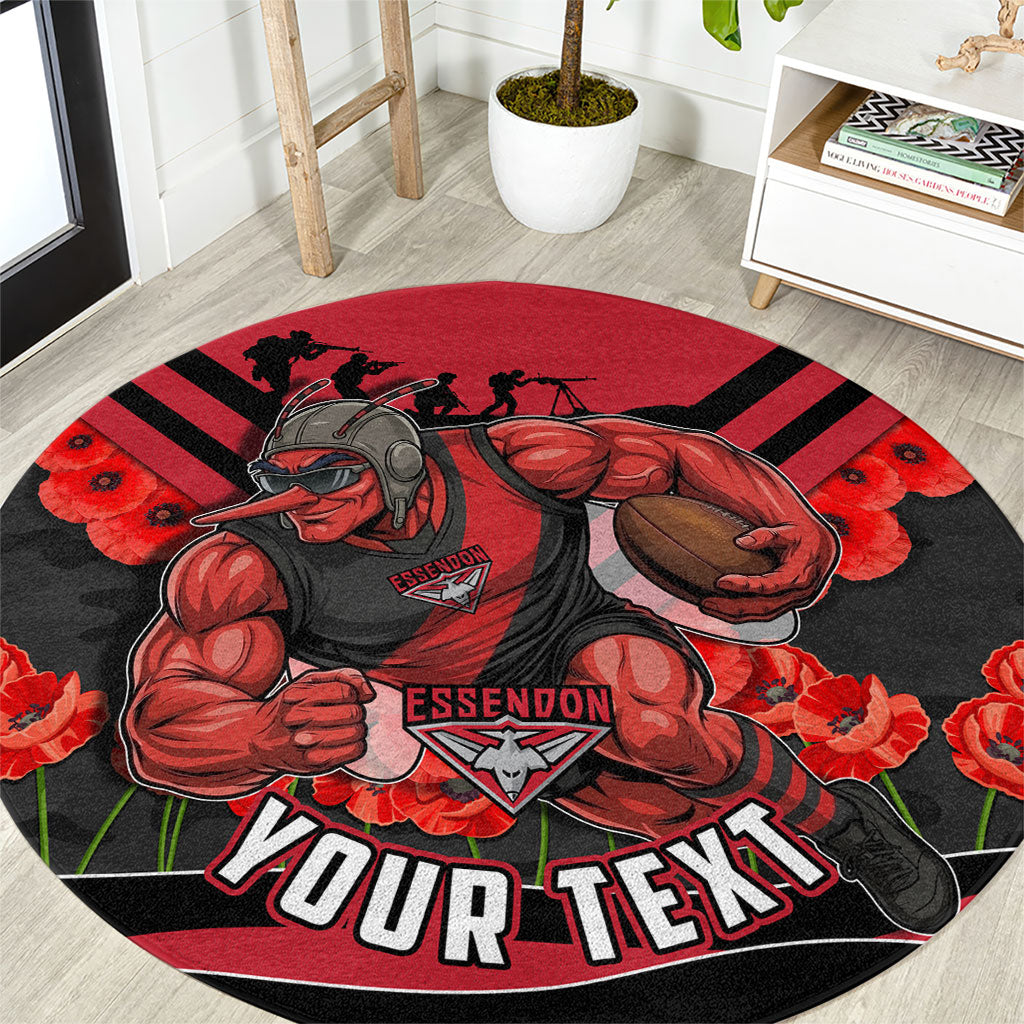 Personalised Essendon Bombers ANZAC Round Carpet Military Remembrance Australian Football Mascot Camouflage