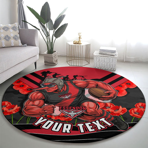 Personalised Essendon Bombers ANZAC Round Carpet Military Remembrance Australian Football Mascot Camouflage