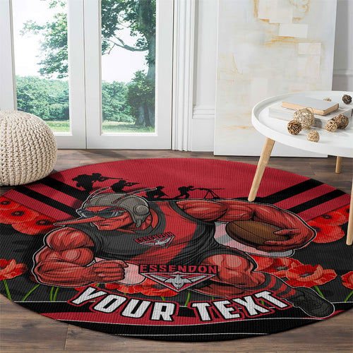 Personalised Essendon Bombers ANZAC Round Carpet Military Remembrance Australian Football Mascot Camouflage