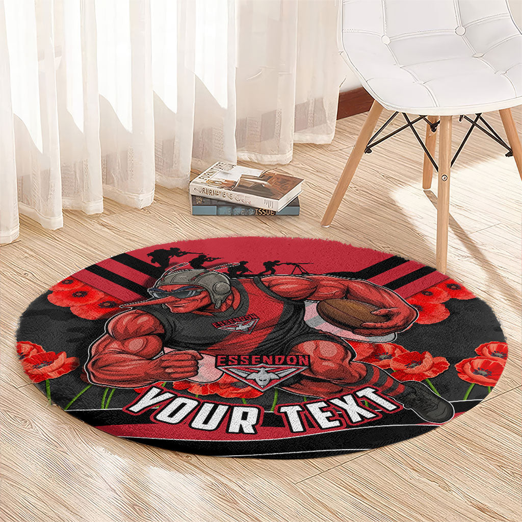 Personalised Essendon Bombers ANZAC Round Carpet Military Remembrance Australian Football Mascot Camouflage