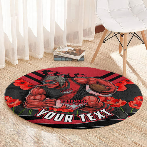 Personalised Essendon Bombers ANZAC Round Carpet Military Remembrance Australian Football Mascot Camouflage