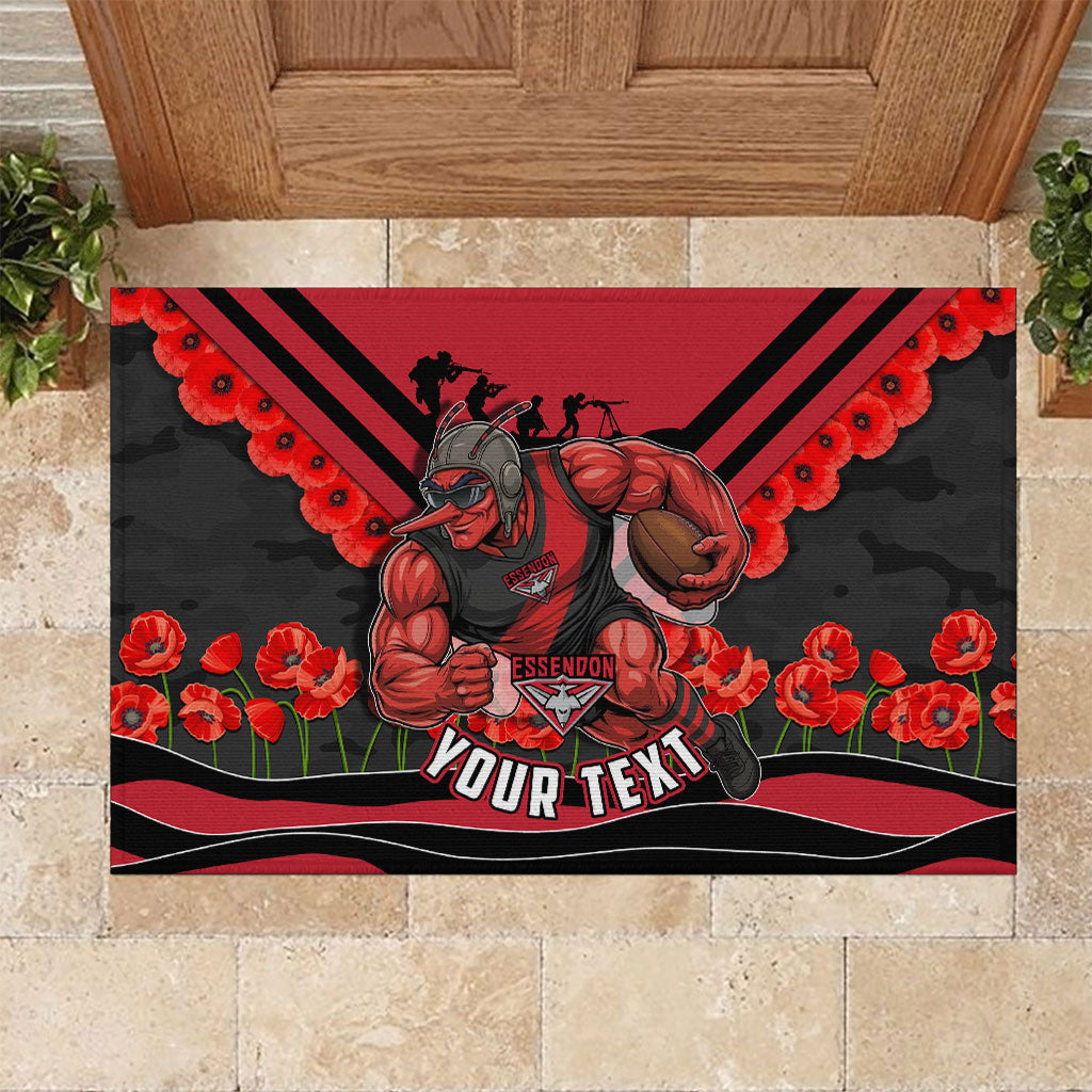 Personalised Essendon Bombers ANZAC Rubber Doormat Military Remembrance Australian Football Mascot Camouflage