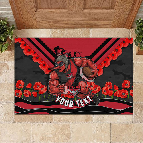 Personalised Essendon Bombers ANZAC Rubber Doormat Military Remembrance Australian Football Mascot Camouflage