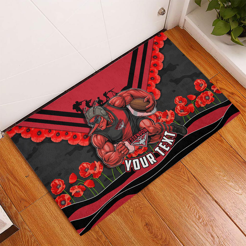Personalised Essendon Bombers ANZAC Rubber Doormat Military Remembrance Australian Football Mascot Camouflage