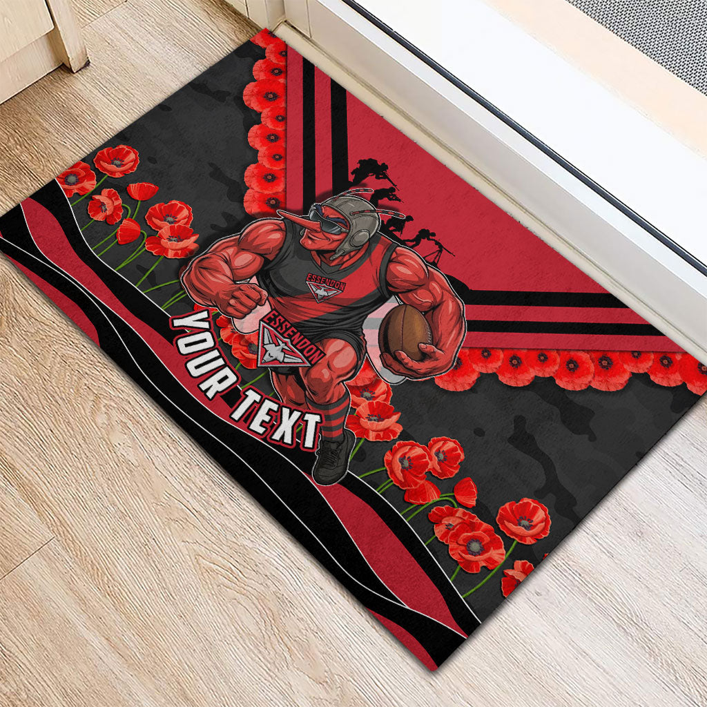 Personalised Essendon Bombers ANZAC Rubber Doormat Military Remembrance Australian Football Mascot Camouflage