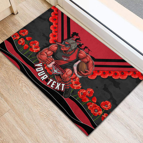 Personalised Essendon Bombers ANZAC Rubber Doormat Military Remembrance Australian Football Mascot Camouflage