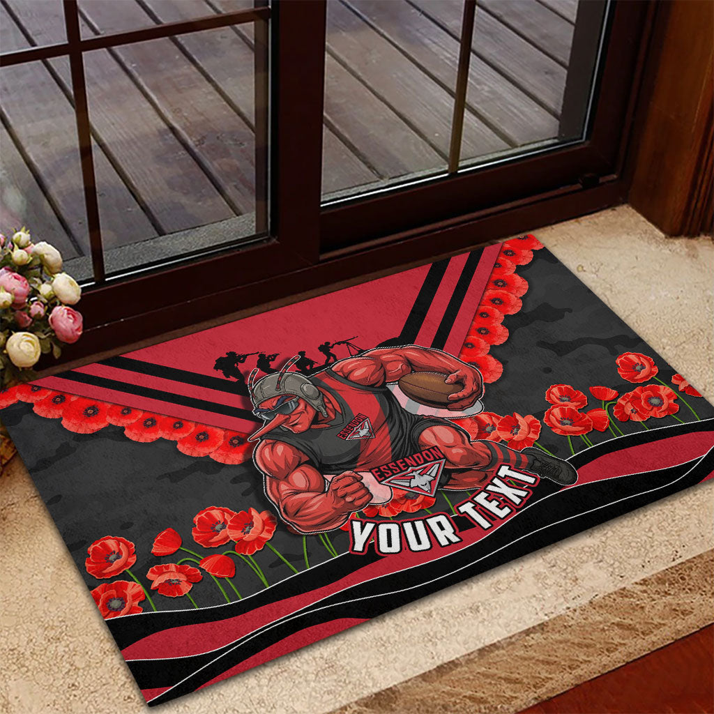 Personalised Essendon Bombers ANZAC Rubber Doormat Military Remembrance Australian Football Mascot Camouflage