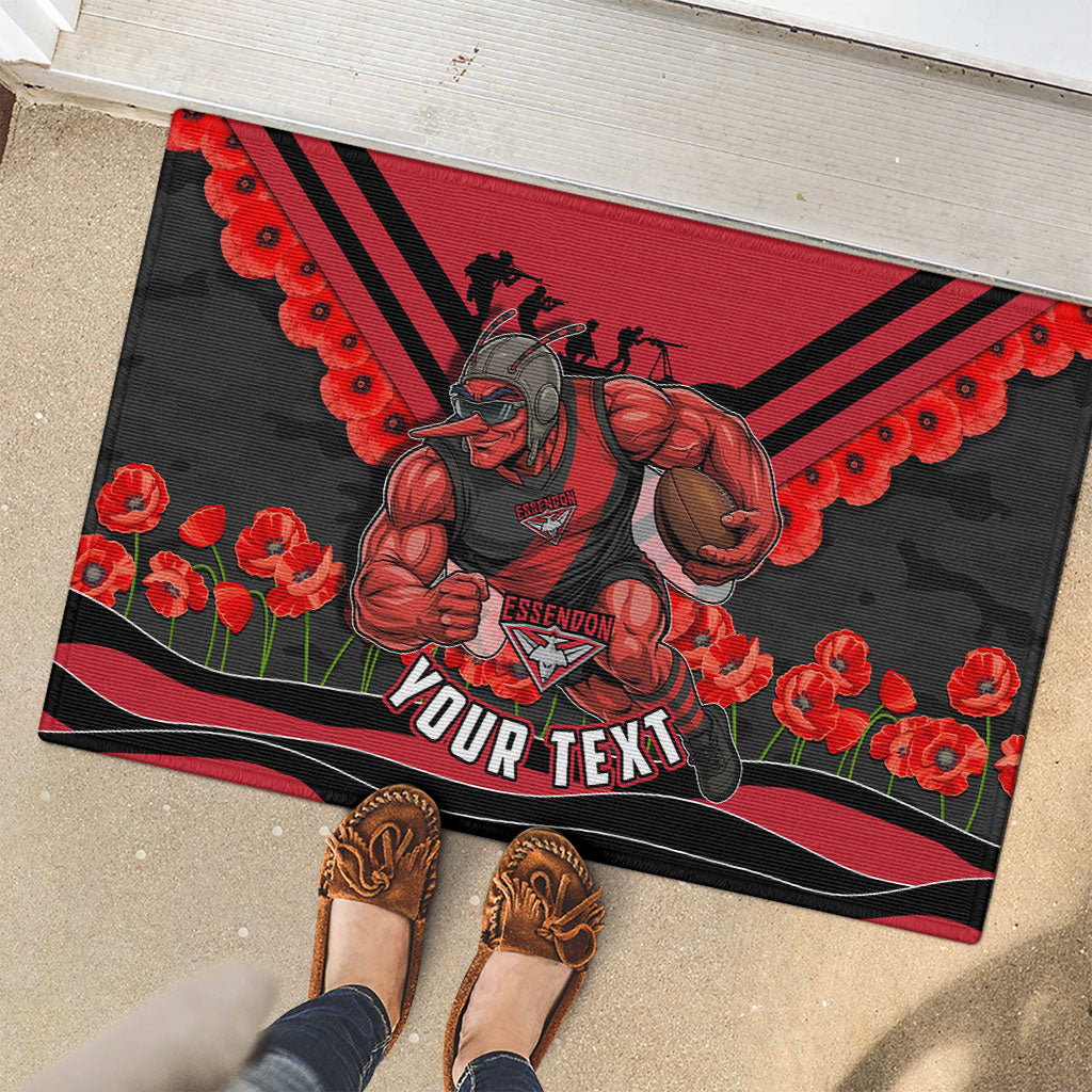 Personalised Essendon Bombers ANZAC Rubber Doormat Military Remembrance Australian Football Mascot Camouflage