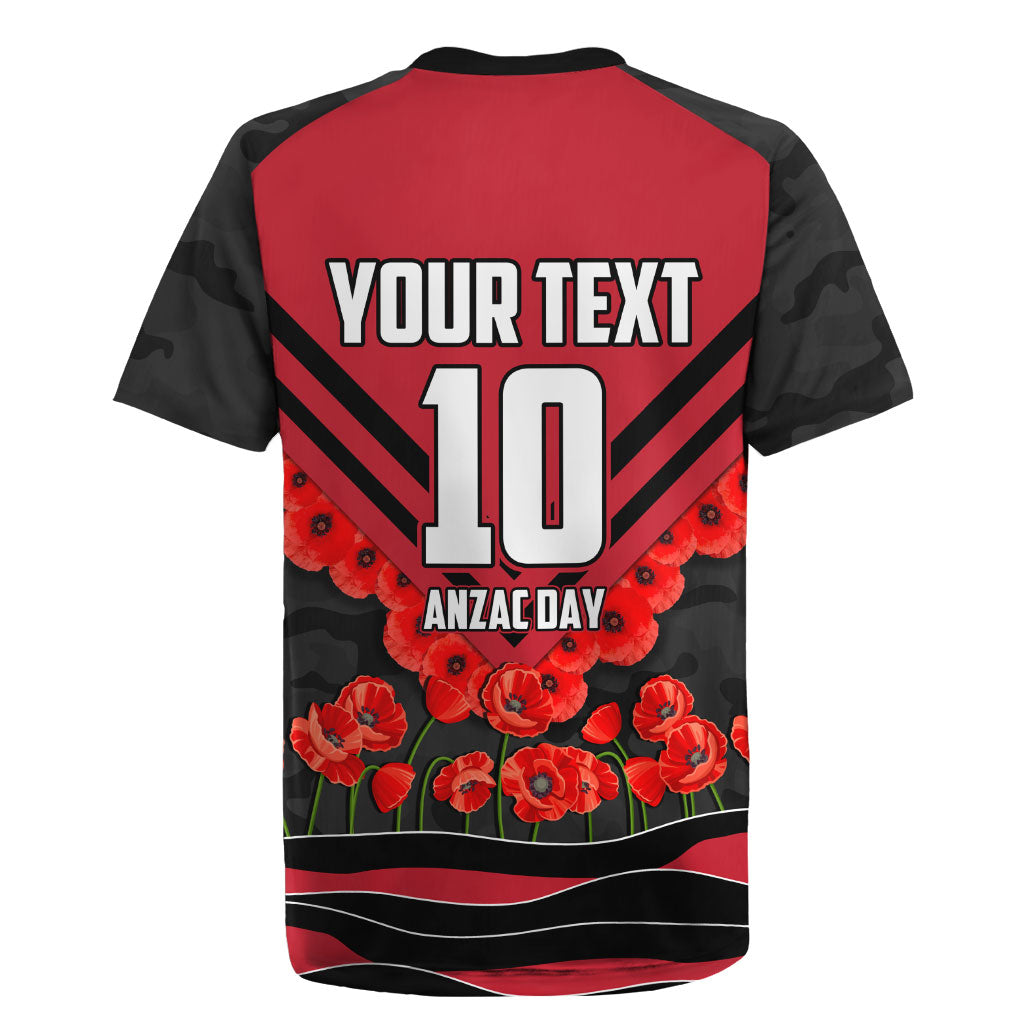Personalised Essendon Bombers ANZAC Rugby Jersey Military Remembrance Australian Football Mascot Camouflage