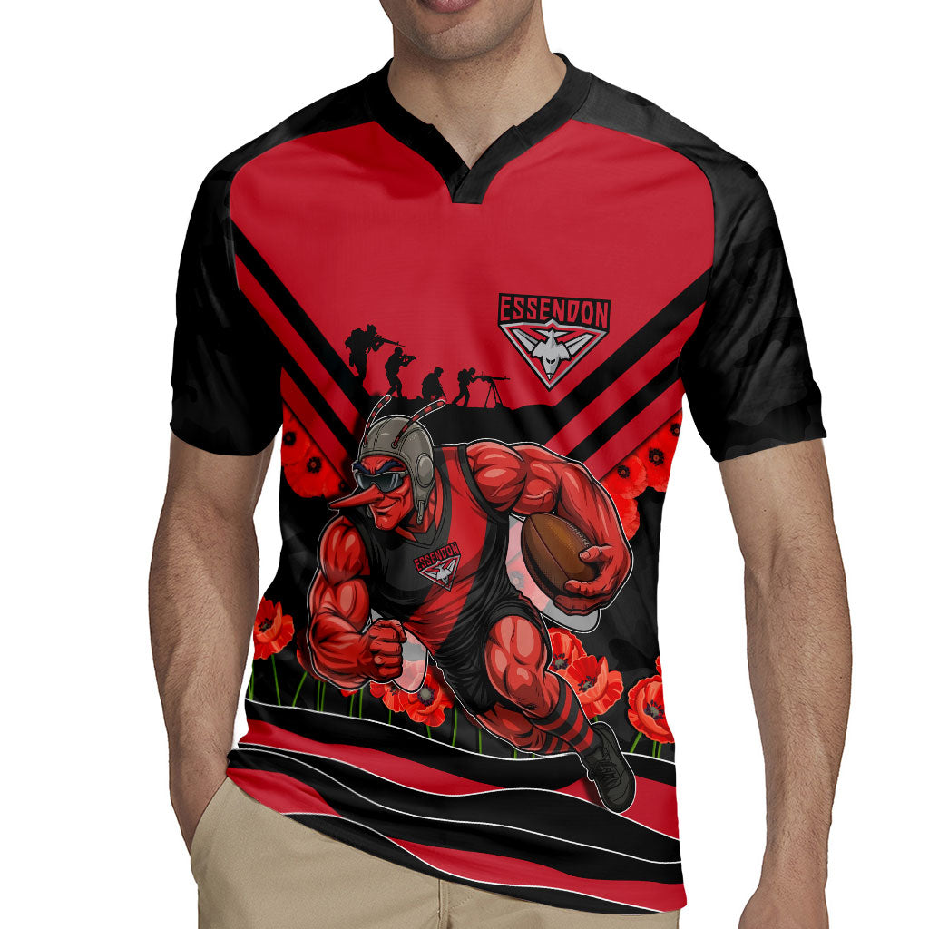 Personalised Essendon Bombers ANZAC Rugby Jersey Military Remembrance Australian Football Mascot Camouflage