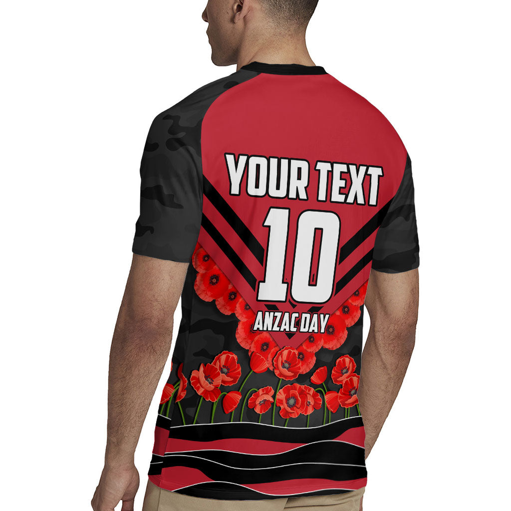 Personalised Essendon Bombers ANZAC Rugby Jersey Military Remembrance Australian Football Mascot Camouflage