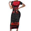 Personalised Essendon Bombers ANZAC Short Sleeve Bodycon Dress Military Remembrance Australian Football Mascot Camouflage