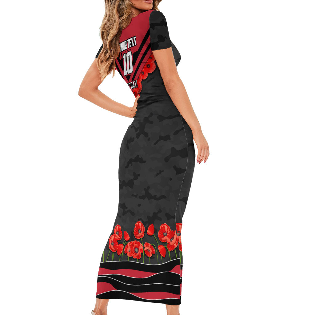 Personalised Essendon Bombers ANZAC Short Sleeve Bodycon Dress Military Remembrance Australian Football Mascot Camouflage